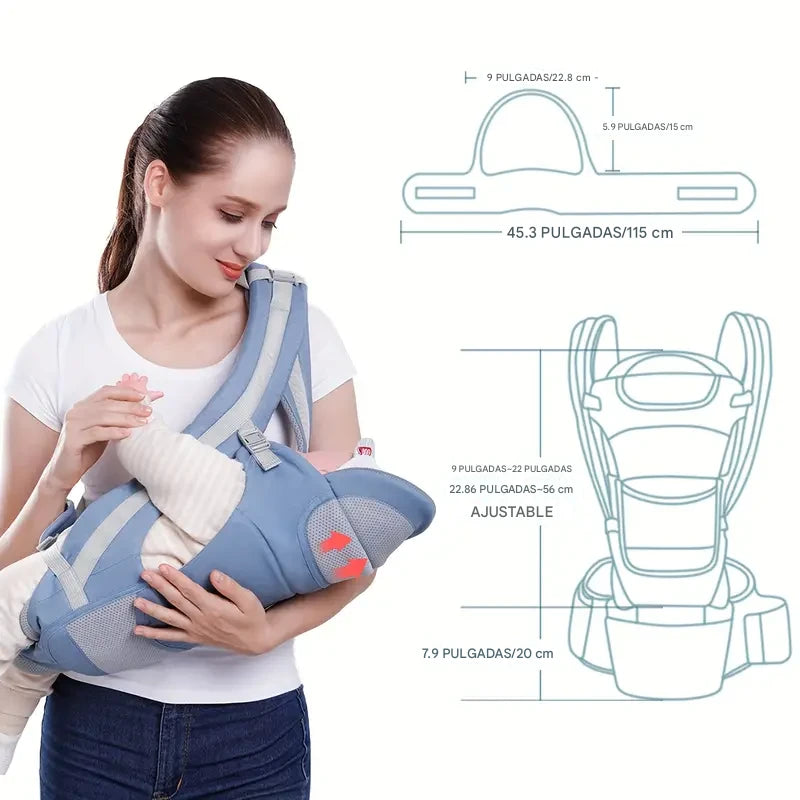 BabyEasy - Portabebe - Canguro - con asiento de cadera ergonomico 6 en 1