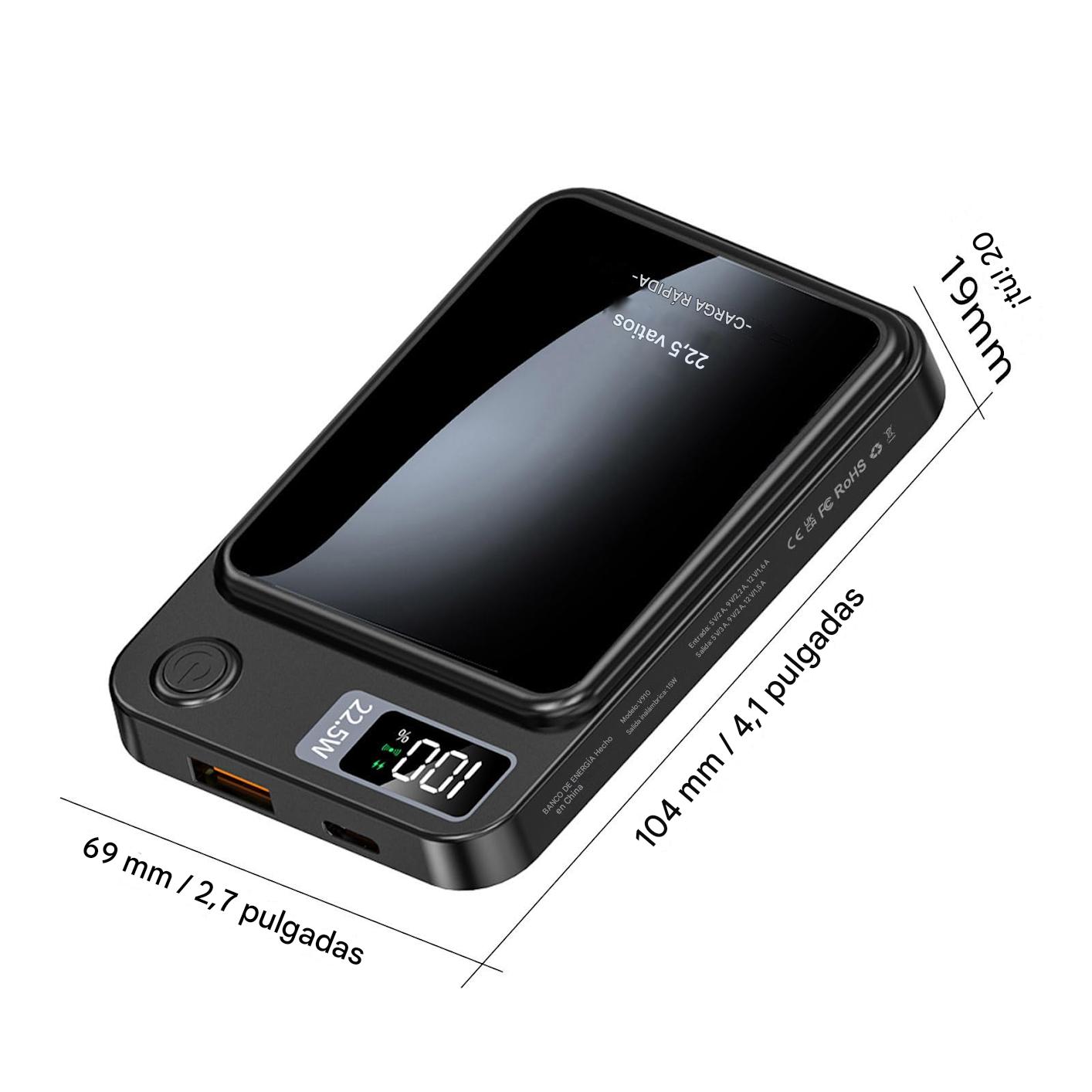 POWER BANK MAGNETICO CON PANTALLA + HOLDER 360° OBSEQUIO