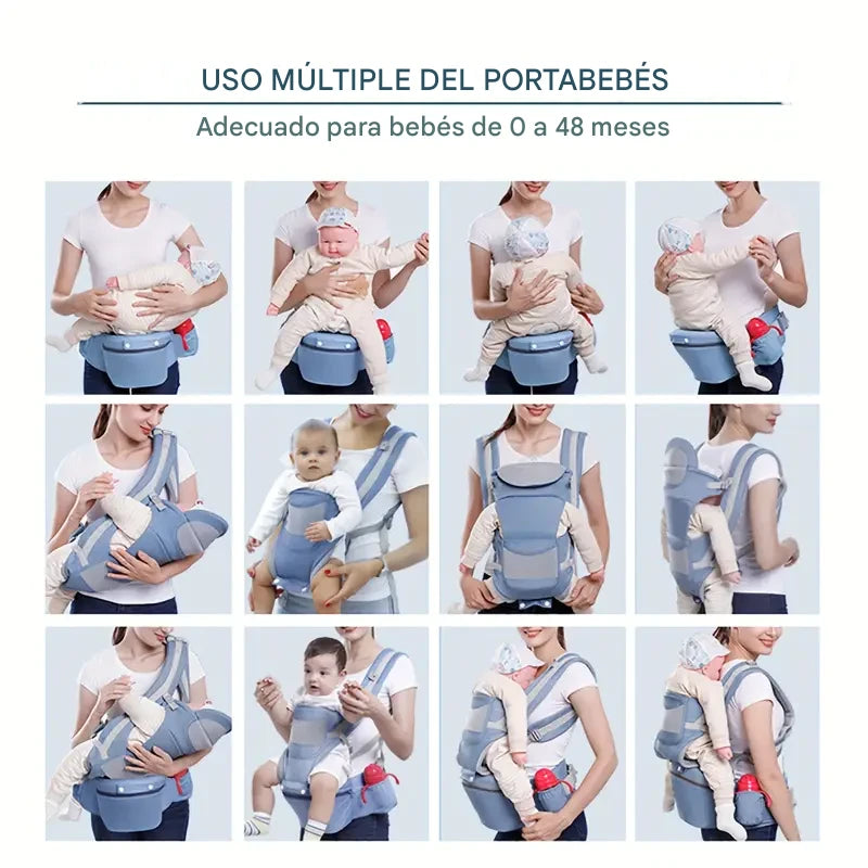 BabyEasy - Portabebe - Canguro - con asiento de cadera ergonomico 6 en 1