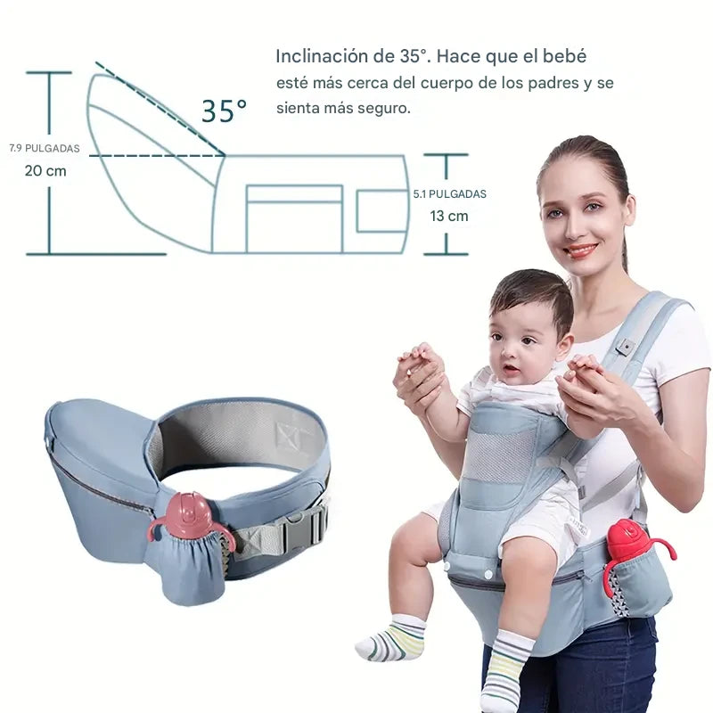 BabyEasy - Portabebe - Canguro - con asiento de cadera ergonomico 6 en 1