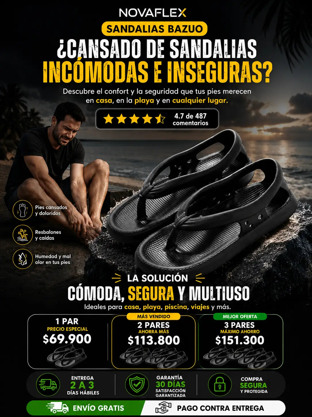 ¡Sandalias ProDiver Confort: Camina Todo el Día Sin Dolor ni Cansancio!