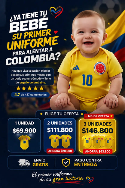 Body Tricolor para Bebé en Algodón Suave: comodidad y orgullo colombiano en cada momento