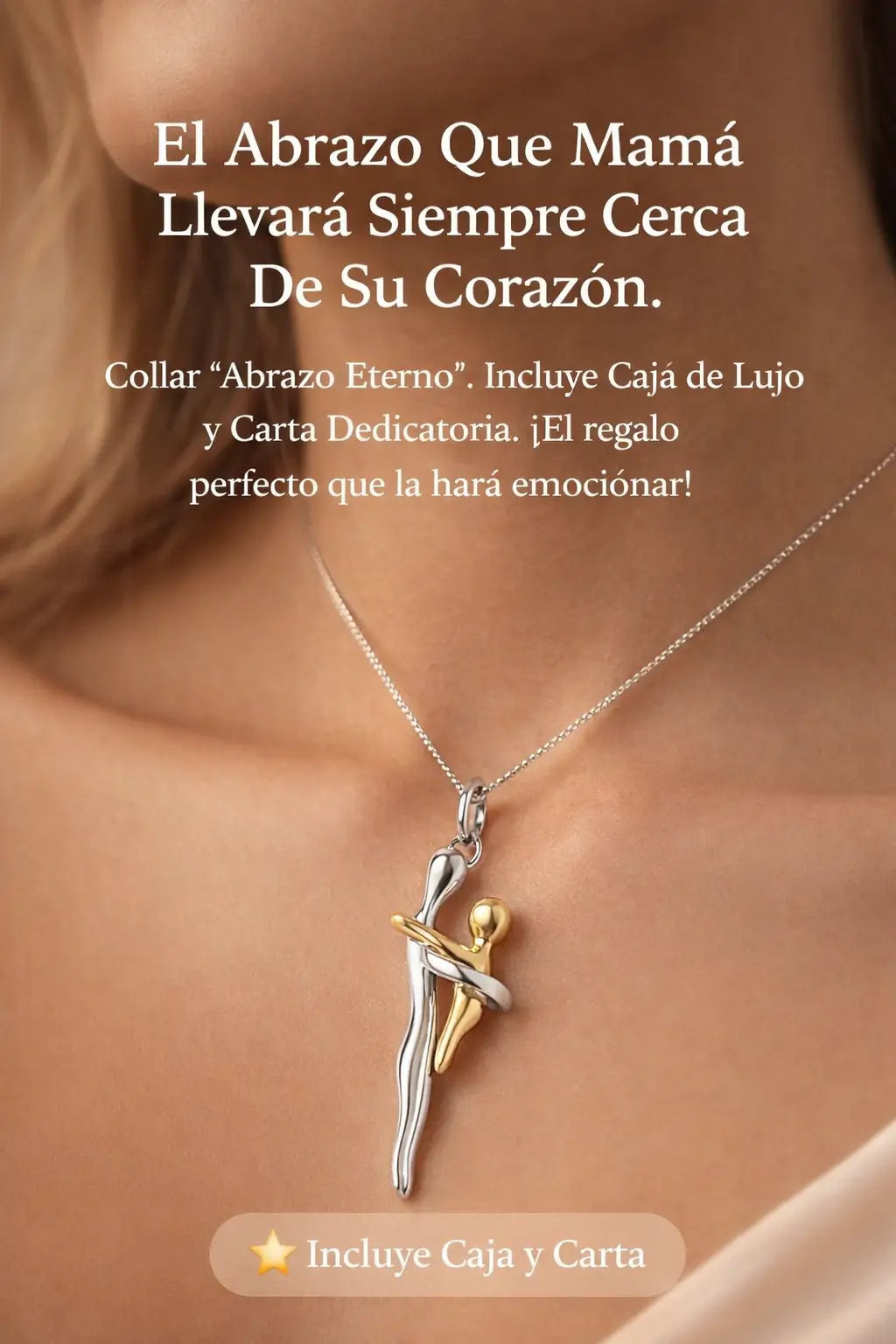 Collar Abrazo Eterno Madre e Hij@ + Caja Regalo de Lujo + Dedicatoria - El Detalle Perfecto Para Emocionar a Mamá