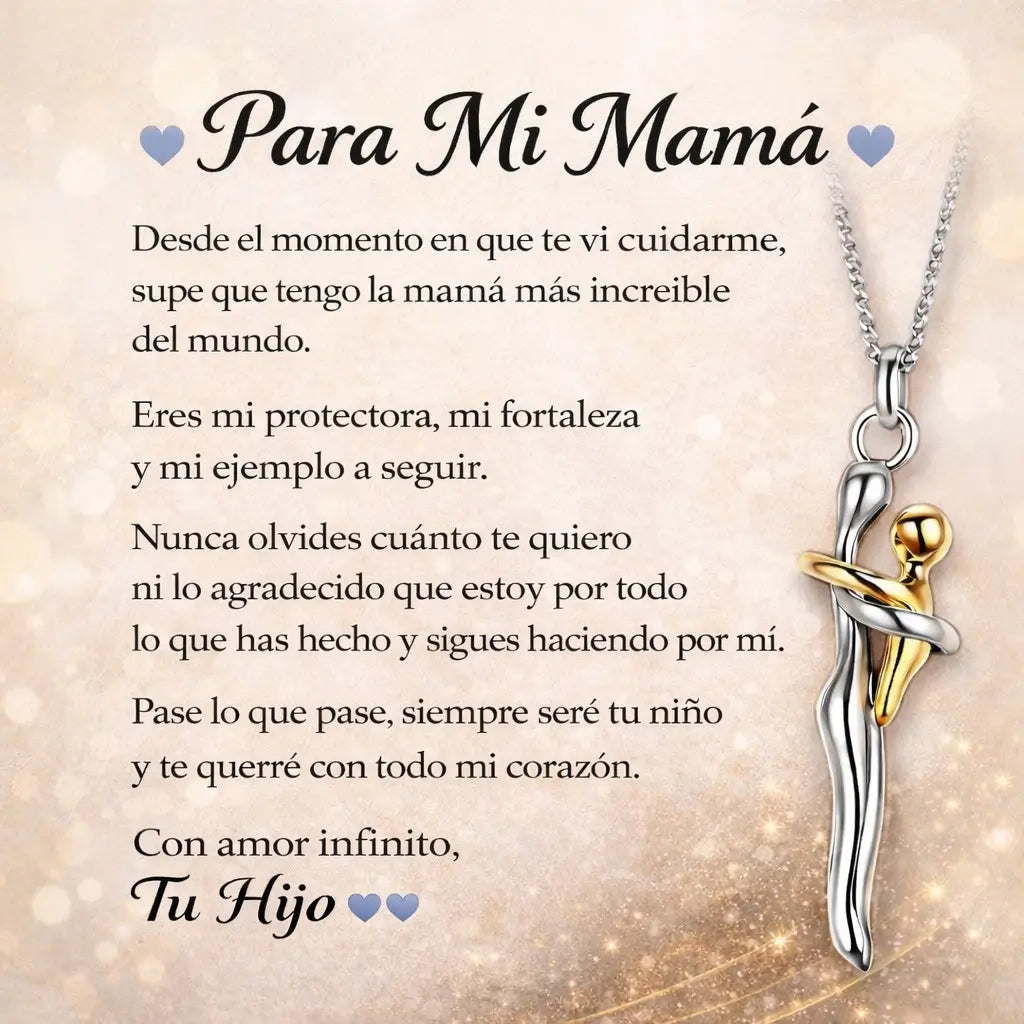 Collar Abrazo Eterno Madre e Hij@ + Caja Regalo de Lujo + Dedicatoria - El Detalle Perfecto Para Emocionar a Mamá