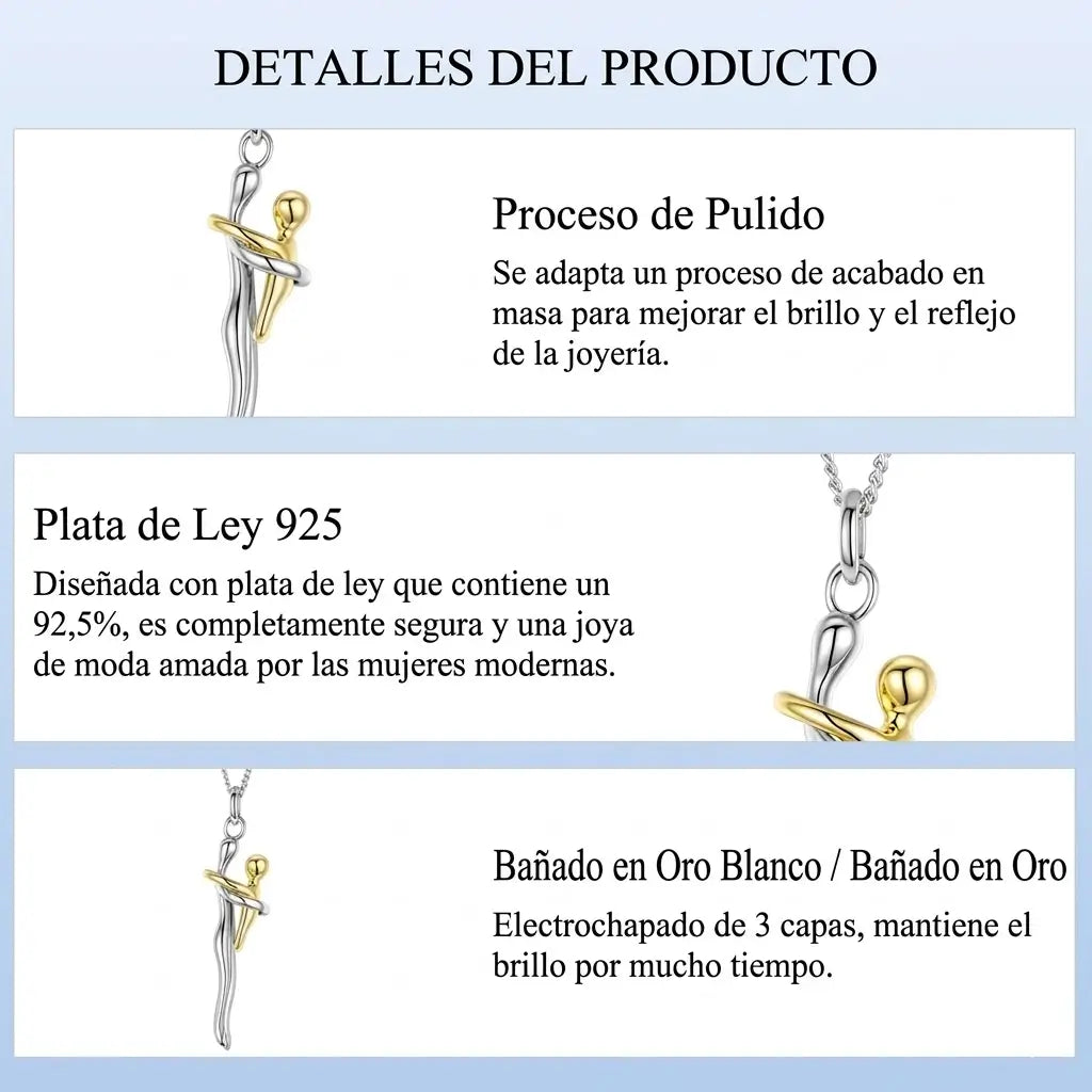 Collar Abrazo Eterno Madre e Hij@ + Caja Regalo de Lujo + Dedicatoria - El Detalle Perfecto Para Emocionar a Mamá