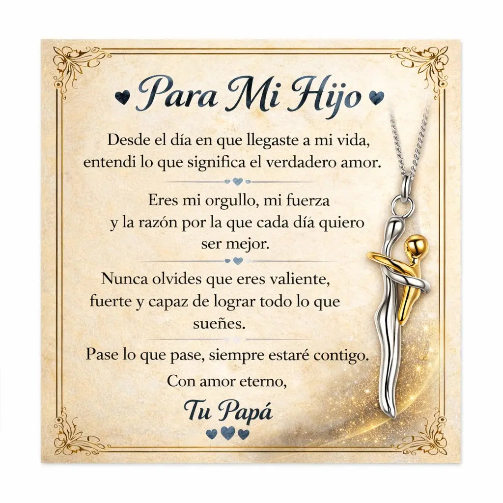 Collar Abrazo Eterno Madre e Hij@ + Caja Regalo de Lujo + Dedicatoria - El Detalle Perfecto Para Emocionar a Mamá