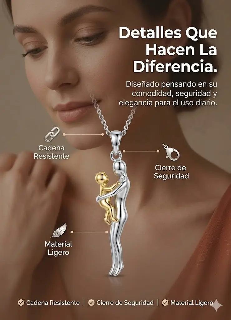 Collar Abrazo Eterno Madre e Hij@ + Caja Regalo de Lujo + Dedicatoria - El Detalle Perfecto Para Emocionar a Mamá