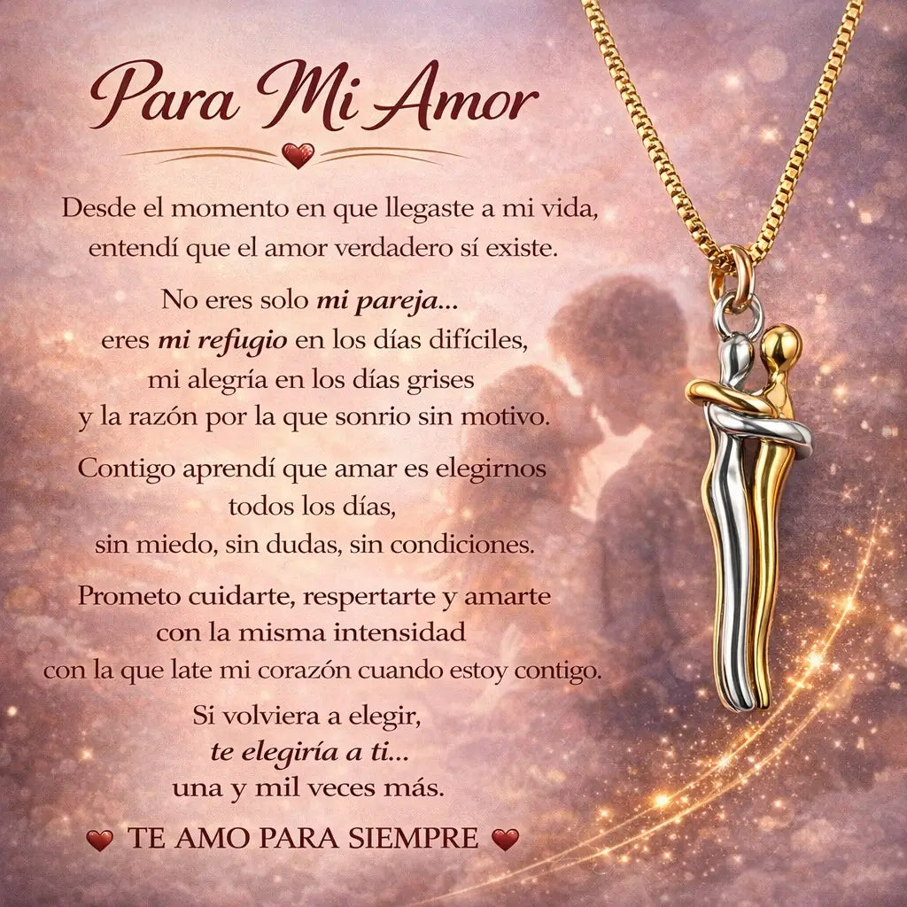 Collar Abrazo Eterno Madre e Hij@ + Caja Regalo de Lujo + Dedicatoria - El Detalle Perfecto Para Emocionar a Mamá