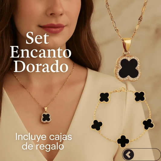 Set Encanto Dorado - Belleza y Buenas Energías en Cada Detalle - Cadena Dije📿+ Pulsera 💫