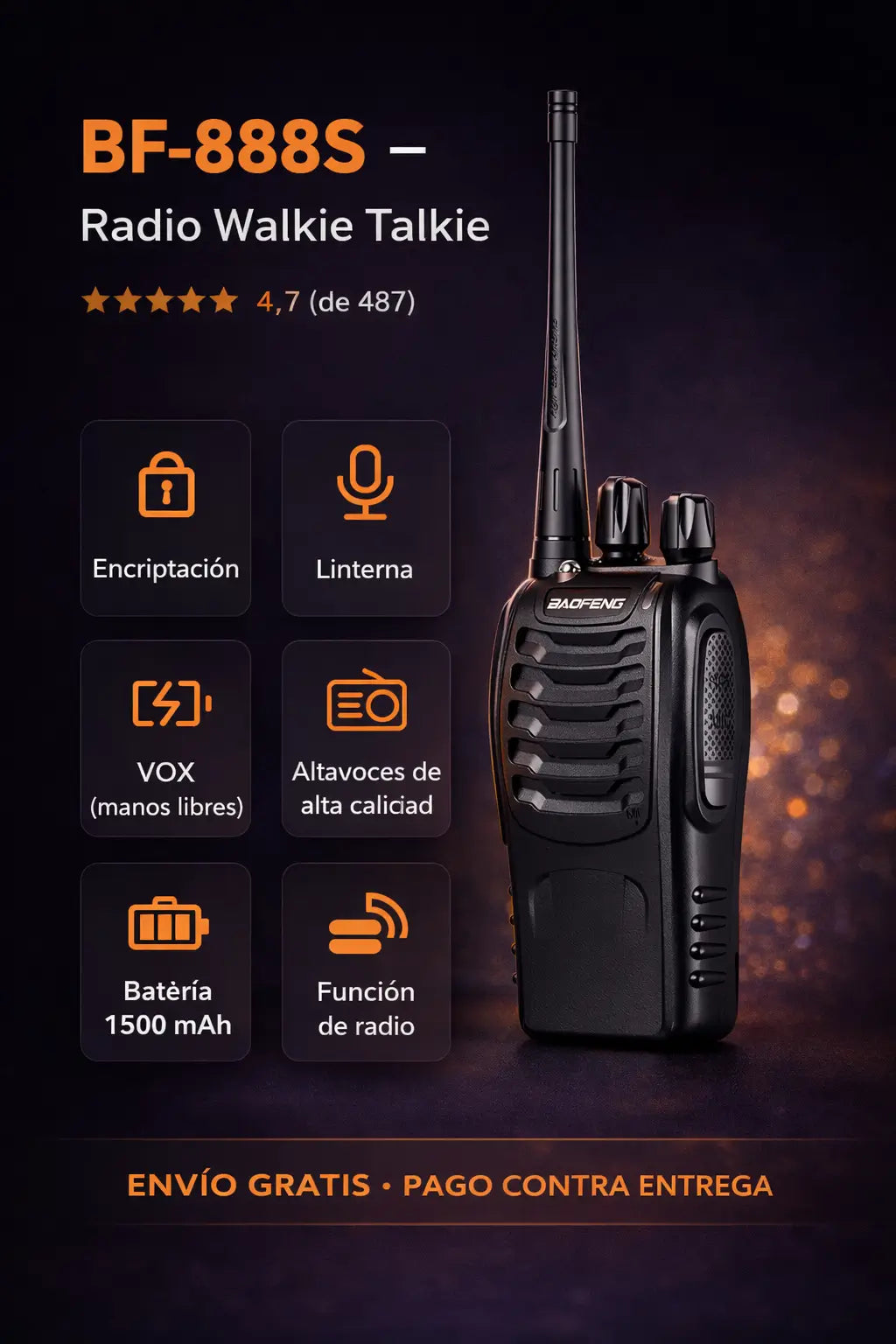 Radio Walkie Talkie Baofeng Bf-888s Uhf - Comunicación inmediata para coordinar equipos sin depender del celular